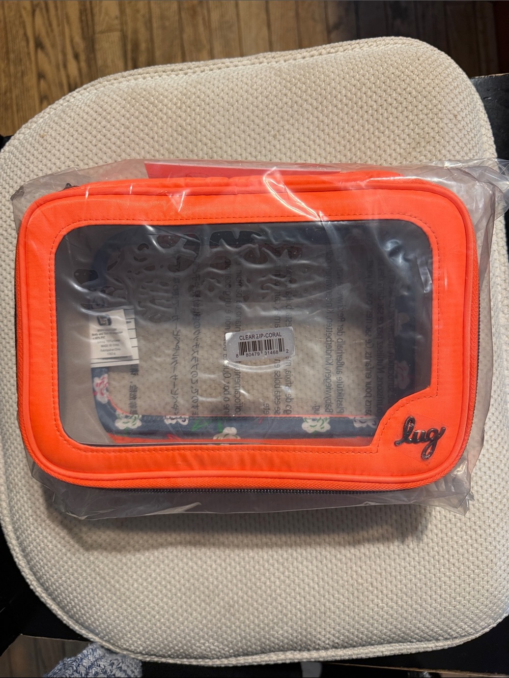 Lug Clear Zip Storage Pouch NWT Coral